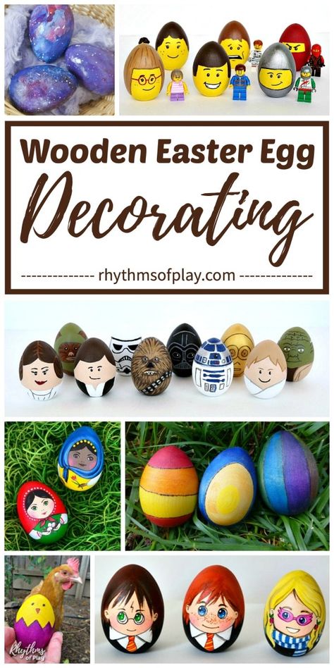 Wooden Eggs Crafts, Easter Egg Decorating Ideas, Wooden Easter Eggs, Creative Easter Eggs, Traditional Easter, Kids Baskets, Homeschool Crafts, Party Crafts, Spring Fun