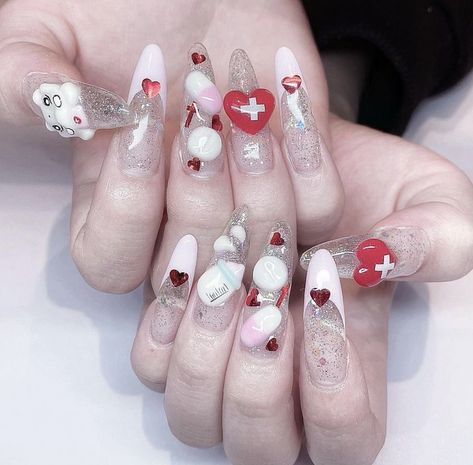 Nail Designs Fun, Nurse Nails, Trendy Manicure, Kawaii Nail Art, Goth Nails, Pretty Nail Designs, Really Cute Nails, Nails Halloween, Short Nail