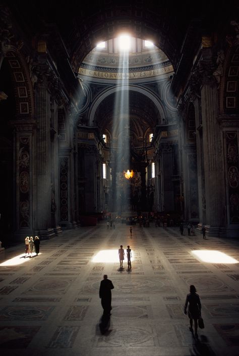 Three shafts of sunlight illuminate the basilica and its mosaic floor in the Vatican, December 1971.Photograph by Albert Moldvay, National G... Le Vatican, Visit Rome, Istoria Artei, Hagia Sophia, Vatican City, Academia Aesthetic, National Geographic Photos, Art And Architecture, National Geographic