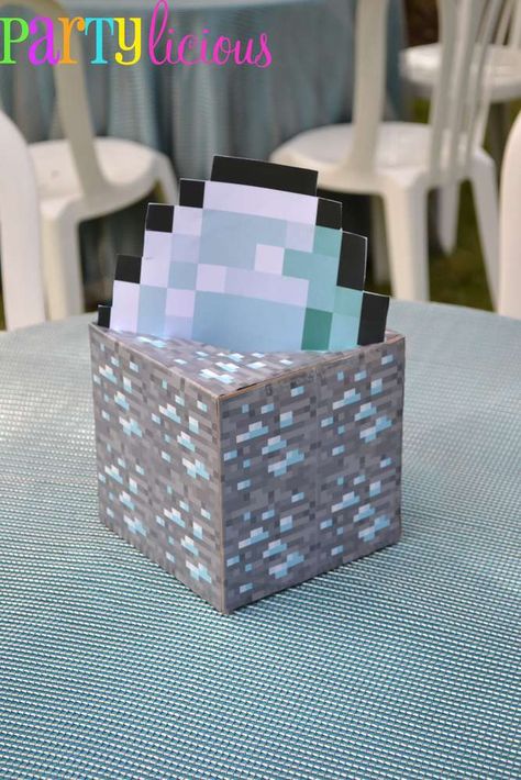 Minecraft Party Invitations, Minecraft Party Games, Minecraft Party Food, Minecraft Birthday Party Ideas, Minecraft Party Favors, Minecraft Valentines, Minecraft Bday, Minecraft Diamond, Minecraft Party Decorations