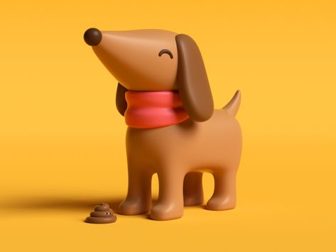 Fun Character Design, Dog Character, 3d Cinema, 3d Karakter, 3d Dog, Dogs Pooping, 3d Artwork, Dog Illustration, Blender 3d