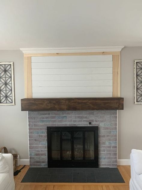 This is the boring Betty of fireplaces. She’s fine. She’s nice. But she�’s an absolute dud. So I decided to try my hand at updating her (I mean “it”). In the previous post I created this faux beam mantle (now that’s a looker)! And now I’m tackling the DIY shiplap which is just the cherry on top of this fireplace update. I’m telling you, it is one of the easiest updates I’ve done! I’ve included all of the steps you need to update your own fireplace with shiplap below. Disclaimer: … Faux Beam Mantle, Fireplace With Shiplap, Diy Upholstered Storage Bench, Beam Mantle, Diy Shiplap Fireplace, Faux Wood Wall, Diy Fireplace Mantel, Reclaimed Wood Accent Wall, Fireplace Update