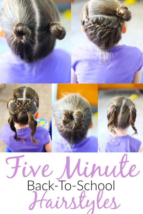 Five quick and easy back to school hair styles. Five minute hairstyles. Fast and easy toddler girl hair. Toddler girl hair ideas. Hairstyles Fast, Hazel Hair, Five Minute Hairstyles, Easy Toddler Hairstyles, Easy Updos For Medium Hair, Easy Little Girl Hairstyles, 5 Minute Hairstyles, Morning Hair, Super Easy Hairstyles