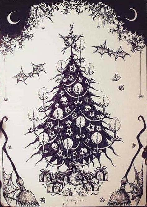 Christmas Lockscreen, Nightmare Before Christmas Tattoo, Scary Christmas, Christmas Tattoo, Creepy Christmas, Dark Christmas, Tree Shop, Christmas Inspo, Black Christmas