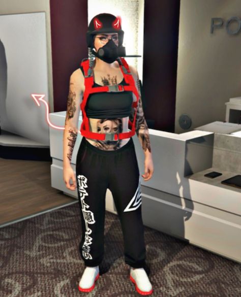 Gta 5 Outfits Female, Gta Girl, Foto Gta, Gta Outfits, Gta5 Online, Video Game Outfits, Red Joggers, 5 Outfits, Cool Girl Outfits