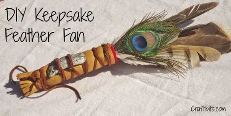 How To Make A Keepsake Feather Fan Smudging Stick — CraftBits.com Smudging Feathers, Feather Fans, Wiccan Crafts, Pagan Crafts, Feather Diy, Witchy Crafts, Feather Fan, Native American Crafts, Clear Negative Energy