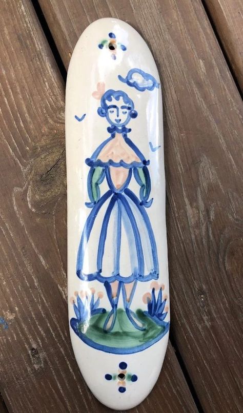 Vintage M A Hadley Wife Wall Plaque Pottery Hanging  Rare Country Folk Art Lady #MAHadleyPottery #CountryFarmhouse Hadley Pottery, Wall Plaque, Country Farmhouse, Spoon Rest, Wall Plaques, Folk Art, Glass, For Sale, Wall