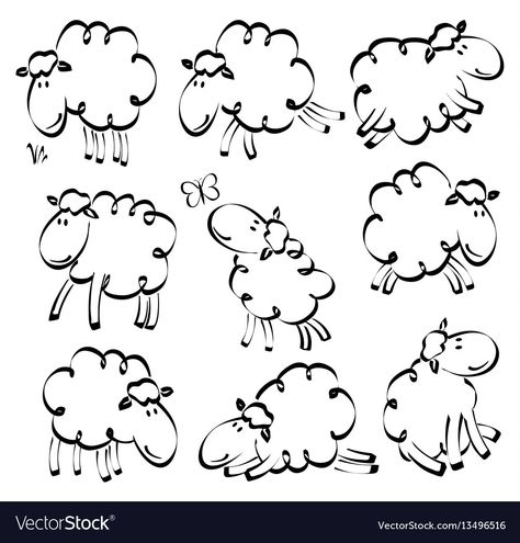 Cartoon Lamb, Sheep Tattoo, Sheep Drawing, Sheep Cartoon, Sheep Illustration, Drawing Funny, Easter Drawings, Funny Sheep, Sheep Art