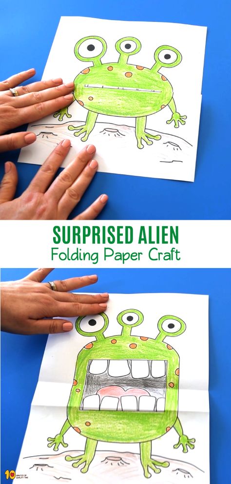 Surprised alien Folding Paper Craft Aesthetic Craft Ideas, Craft Ideas For Beginners, Craft For Beginners, Aesthetic Craft, Alien Crafts, Paper Folding Crafts, Folding Paper, Paper Craft Ideas, Craft Ideas For Kids