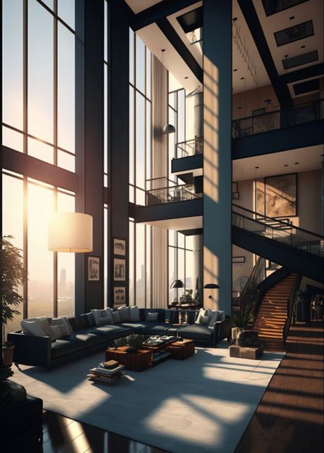 Penthouse Apartment Aesthetic, Dream Penthouse, Penthouse Aesthetic, Penthouse Ideas, Penthouse Interior Design, Penthouse Interior, Penthouse Design, Modern Penthouse, San Myshuno