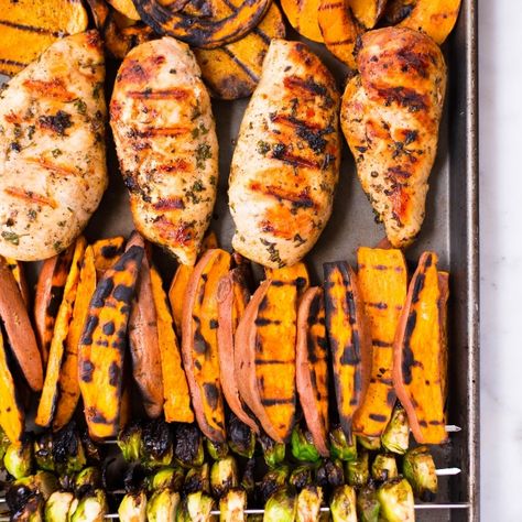 Fall Meal Prep on the Grill Grill Meal Prep, Fall Meal Prep, Fall Grilling, Grilled Sweet Potatoes, Fall Meal, Fall Recipes Healthy, Meal Prep Recipes, Meal Prep Ideas, Weber Grill