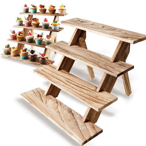 PRICES MAY VARY. The Wood Cupcake Stands is made of premium natural wood, solid pieces of wood that hold well in place and is super durable, Sturdy - doesn’t wobble at all! Easy To Assemble and Breakdown: Anyone can install the wooden cupcake holder in 3 minutes following the piece instructions without any tools, and it can be disassembled at any time, which will be very convenient for you SIZE: The rustic wood display stand has 4 tiers and fits anywhere. After assembly, the dimensions are: Leng Rustic Wood Cupcake Stand, Wood Box Decor, Wooden Cupcake Stands, Wood Cupcake Stand, Wood Display Stand, Wooden Display Stand, Wooden Cup, Cupcake Stands, Cupcake Display