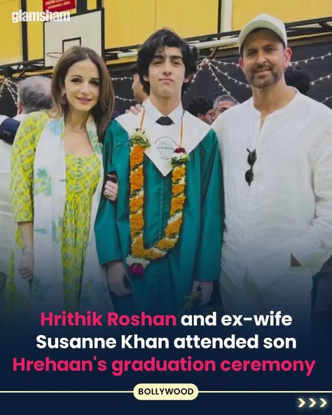 Hrithik Roshan and ex-wife Susanne Khan attended their son Hrehaan's graduation ceremony, celebrating his milestone together 😍❤️ #Glamsham #HrithikRoshan #HrehaanRoshan #SusanneKhan #GraduationCeremony #Bollywood #Celebs ( Hrithik Roshan, Susanne Khan, Hrehaan Roshan ) Hrehaan Roshan, Hrithik Roshan, Graduation Ceremony, Ex Wives, Milestones, Random Stuff, Celebrities, Quick Saves