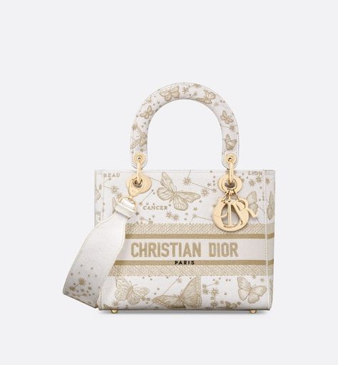 Christian Dior Medium Lady D-lite Bag, Lady Dior D'lite, Dior Butterfly Bag, Butterfly Zodiac, Dior Butterfly, Zodiac Embroidery, Lady D Lite Bag, Dior Cruise, Christian Dior Bag