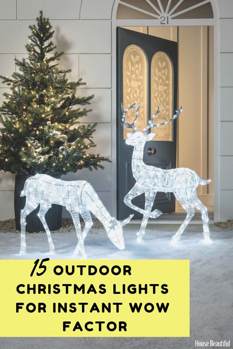 Outdoor Christmas lights can make a real impact to your home over the festive season. Whether it's for the garden, patio or front door, browse the best outside Christmas lights for your home. (Photo: Lights4Fun/Oliver Perrott Photography) #christmaslightsoutdoors #christmaslightsideas #christmaslightdecorations Outdoor Christmas Figures, Christmas Reindeer Lights, Outdoor Reindeer, Reindeer Lights, Glitter Reindeer, Colonial Christmas, Garden Christmas, Christmas Garden, Outdoor Christmas Lights