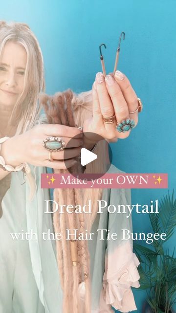 Hair Tie With Extensions, Dread Ponytail, How To Hand Tie Hair Extensions, How To Do A Ponytail Without A Hair Tie, Loc Ponytail Holder, Dreadlock Hair Ties, New Dreads, Open Hairstyles, Dreadlock Extensions