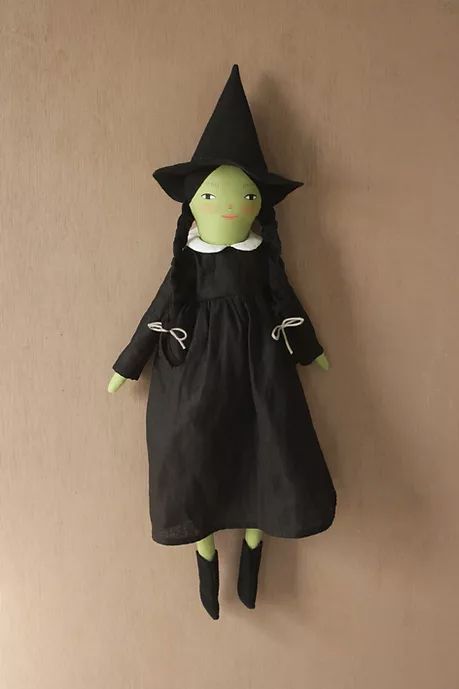 All Available Dolls | merrilee-liddiard Herbology Book, Diy Broom, Hand Painted Linen, Plaited Hair, Black Witch Hat, Midi Size, Manualidades Halloween, Black Witch, Witch Doll