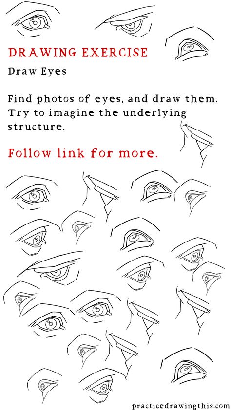 Drawing Exercises - Find photos of eyes, and draw them. Try to imagine the underlying structure. Eye Perspective Drawing, Eyes Exercise, Exercise Drawing, Head Construction, Eye Perspective, Journal 2024, Draw Eyes, Eye Exercises, Photos Of Eyes