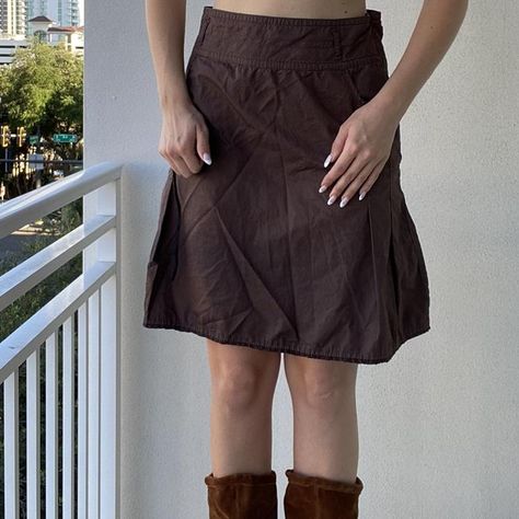 Brown archive skirt🤎🧸 Details: Knee length... - Depop Brown Skirts, Sleek, Knee Length, Casual Outfits