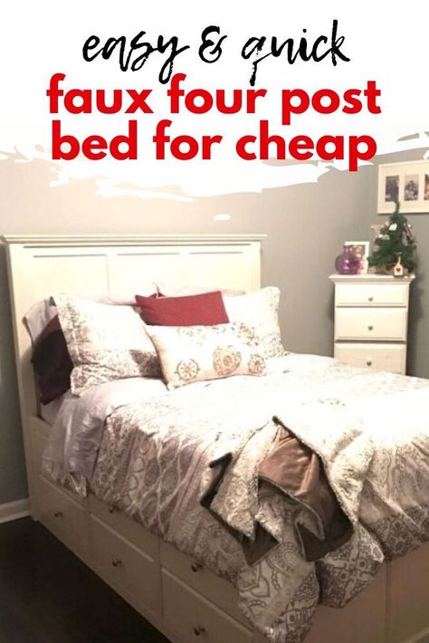 Upgrade your bedroom with this diy four poster bed with curtains. Learn how to make a four poster bed canopy curtains for cheap. We can't wait to try this diy four poster bed hack. Diy 4 Poster Bed, Four Poster Bed With Curtains, Four Post Bed, Canopy Bed Diy, Colorful Room Decor, Canopy Curtains, Pallet House, Four Poster Bed, Four Poster