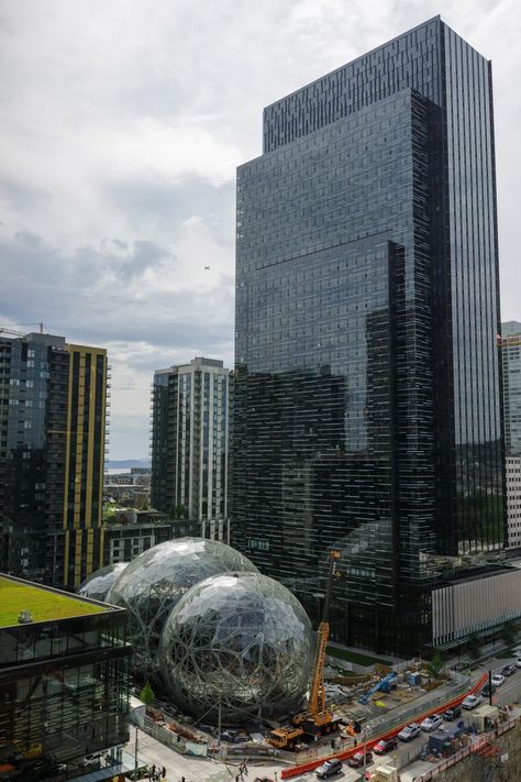 The Spheres at Amazon Headquarters, Seattle, Washington, by NBBJ Amazon Headquarters Seattle, Seattle Spheres, Amazon Headquarters, Amazon Spheres, Luxury Tower, Skyscrapers Architecture, Open Office Layout, Forest Gardens, Dome Homes