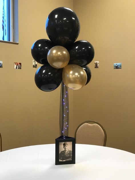 Photo frame and balloon centerpiece | Graduation party centerpieces, Graduation party planning, Birthday party centerpieces 60th Centerpiece Ideas For Men, 90th Birthday Centerpieces For Men, Fun Birthday Centerpieces, 75th Birthday Centerpieces Ideas For Men, Man Centerpieces Ideas, Centerpieces Birthday Men, Balloon Centerpieces For Men, 70th Centerpiece Ideas, Center Piece For Mens Birthday