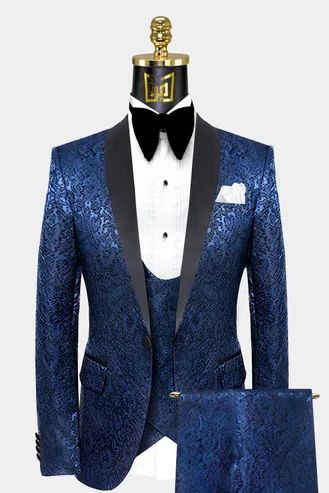 Summer Wedding Suit, Blue Tuxedo Wedding, Groom Tuxedo Wedding, Summer Wedding Suits, Navy Blue Tuxedos, Prom Suits For Men, Black Satin Fabric, Blue Tuxedos, Stylish Suit