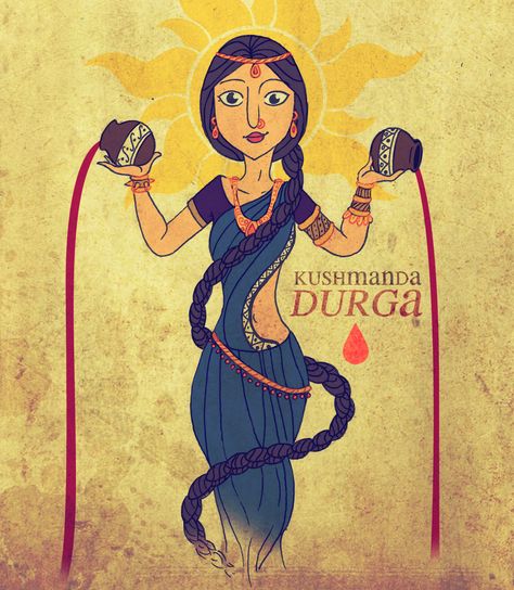 Navdurga Maa, Mata Kushmanda, Maa Kushmanda, Durga Ma, Durga Painting, Durga Images, Navratri Images, Goddess Durga, Divine Mother