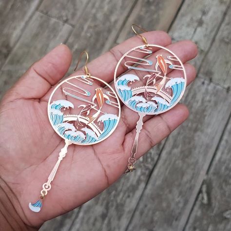 Koi Fish Accessories, Koi Fish Earrings, Koi Fish Jewelry, Koi Jewelry, Money Therapy, Moon Bridge, Fish Accessories, Shopping List Clothes, Koi Fish Designs