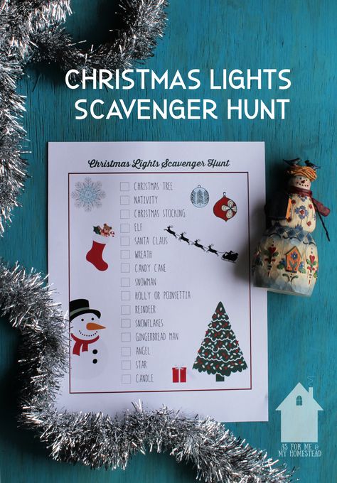 Make your family outing to view neighborhood Christmas lights more fun with this Christmas Lights Scavenger Hunt. Christmas Lights Scavenger Hunt, Pinterest Christmas Crafts, Christmas Light Scavenger Hunt, Biblical Christmas, Secular Christmas, Christmas Word Search, Christ Centered Christmas, Christmas Entertaining, Diy Gifts For Kids