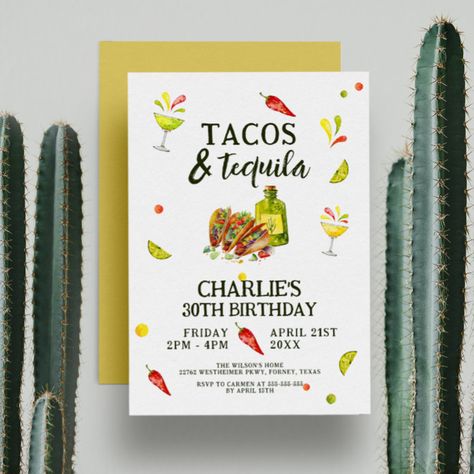 Tacos & Tequila Fun Summer Tropical Birthday Party Invitation - tap/click to get yours right now! #Invitation #tacos #and #tequila, #fiesta, #summer, Funny Birthday Invitations, Tropical Birthday Invitations, Tropical Bridal Shower Invitations, Summer Birthday Invitations, Summer Invitation, Tropical Birthday Party, Fiesta Bridal Shower, Diy Birthday Invitations, Tacos And Tequila