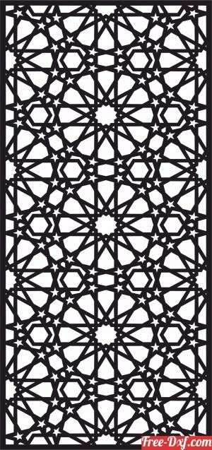 download moroccan decorative hanging screen partition door panel pattern free ready for cut Decorative Screen Doors, Hanging Screen, Moroccan Doors, Wall Screen, Screen Partition, Decorative Screen Panels, Partition Door, Free Dxf Files, Door Design Images