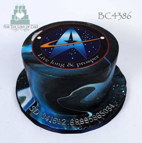 Star Trek Cake, Lemon Birthday Cakes, Star Trek Birthday, Star Trek Party, Star Trek Wedding, Star Trek Theme, Burgundy And Blush Wedding, Galaxy Cake, Cake Custom