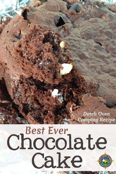 Best Ever Chocolate Cake Recipe - Need a great camping dessert recipe? This Chocolate Cake recipe is made using a cake mix and baked in the dutch oven. It is so rich and delicious! Oven Desserts, Dutch Oven Desserts, Best Ever Chocolate Cake, Camping Dessert Recipes, Dutch Oven Camping Recipes, Camping Things, Dessert Hacks, Best Dutch Oven, Hot Coals