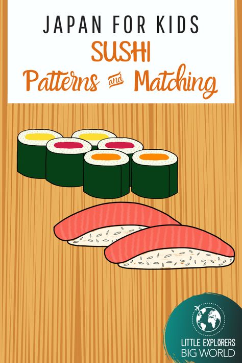 Japan for kids! Explore Japan with these FREE sushi matching and pattern worksheets! Japan For Preschoolers, Japanese Activities For Kids, Japan Activities For Kids, Preschool Geography, Japanese Math, Preschool Travel, Japanese Activities, Tk Ideas, Japan For Kids