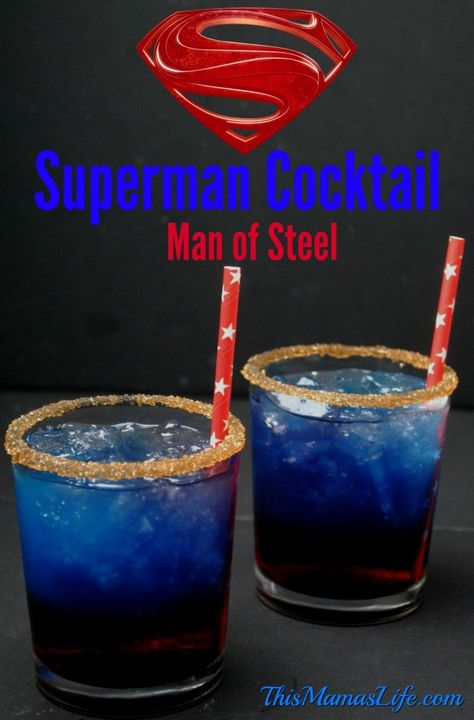 Because of the red and blue, it's also a fun cocktail to serve at your Memorial day or 4th of July barbecue! Coconut Vodka, Boat Drinks, Cherry Vodka, Batman V Superman Dawn Of Justice, Superman Dawn Of Justice, Blue Drinks, Batman V Superman, Liquor Drinks, Dawn Of Justice