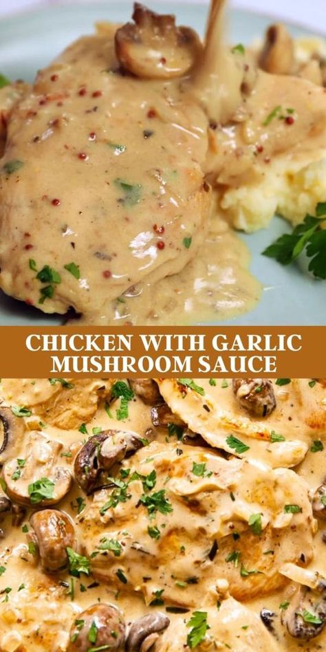 Garlic Mushroom Sauce, Chicken With Garlic, Thighs Chicken, Ayam Bakar, Dinner Chicken, India Food, Mushroom Sauce, Thigh Recipes, Health Dinner Recipes