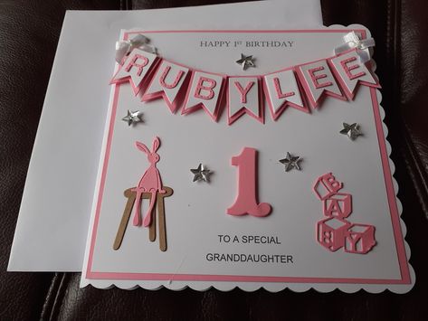 Handmade Personalized Girl's 1st Birthday Card - 8ins x 8ins by Cards4uCrafts on Etsy 1st Birthday Card, 1st Birthday Girl, First Birthday Cards, 60th Birthday Cards, 1st Birthday Cards, Girl Birthday Cards, Baby 1st Birthday, Happy 1st Birthdays