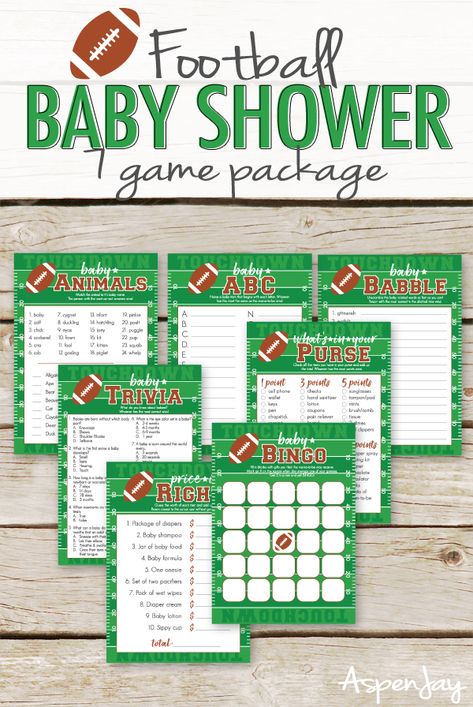 Print this fun pack of football baby shower games to play at your upcoming baby shower! Baby Abc Game, Baby Football, Free Baby Shower Games, Football Baby Shower, Sports Baby Shower, Baby Pumpkin, Watermelon Baby, Baby Shower Items, Baby Shower Game Cards