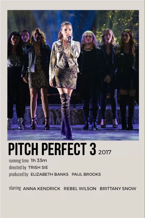 Minimalistic Polaroid Poster, Pitch Perfect Movie, Pitch Perfect 3, Alternative Posters, Polaroid Movie Poster, Singing Competition, Anna Camp, Iconic Movie Posters, Movie Card