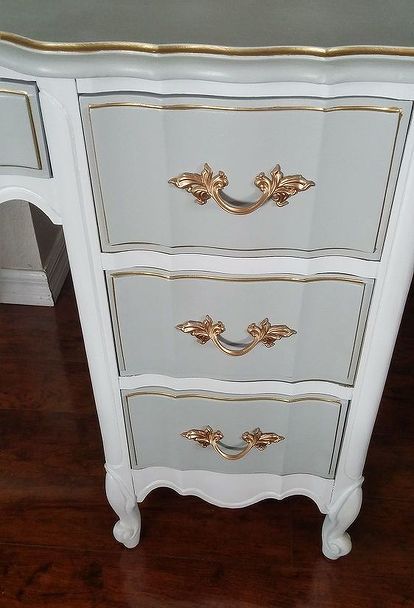 french provincial desk makeover, painted furniture, shabby chic French Provincial Desk Makeover, French Provincial Desk, Muebles Shabby Chic, Provincial Furniture, French Provincial Furniture, Shabby Chic Room, Desk Makeover, Shabby Chic Living Room, Shabby Chic Dresser