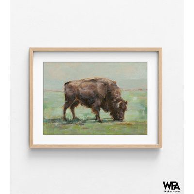 High-quality, customizable, ready-to-hang framed art print(s) - or print(s) only. Perfect to decorate your home or give as a gift for a special occasion. WeFrameArt Format: No Frame, Overall Size: 4" H x 6" W, Mat Included: No | WeFrameArt Where The Buffalo Roam I By Ethan Harper, Watercolor Buffalo Painting, Green Landscape Print, Farm Animal Art | WFRA1169 | Wayfair Canada Watercolor Buffalo, Farm Animal Art, Buffalo Painting, Painting Green, The Buffalo, Green Landscape, Farm Animal, Landscape Prints, Framed Art Print