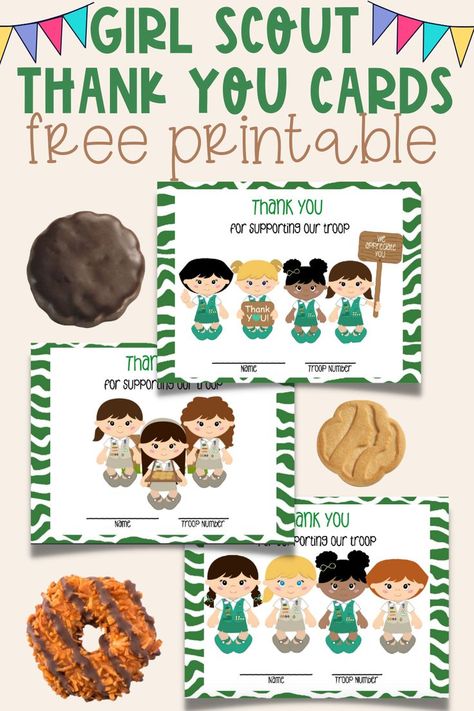 girl scout thank you cards Buy Girl Scout Cookies, Girl Scout Daisy Activities, Girl Scout Meeting Ideas, Girl Scout Cookie Sales, Girl Scouts Cadettes, Brownie Girl Scout, Girl Scout Badges, Girl Scout Daisy, Girl Scout Activities