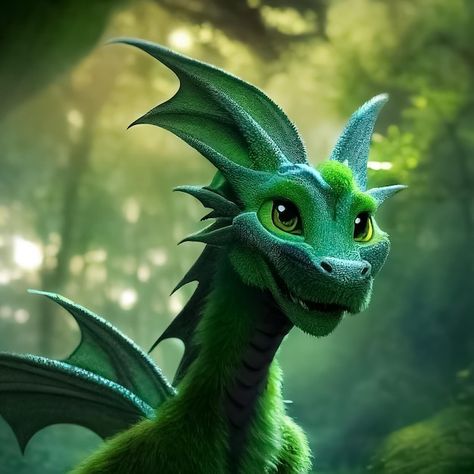 Un Dragon Vert Avec Des Ailes Vertes Et ... | Premium Photo #Freepik #photo #dragon-art Dragon Art, Premium Photo, Animals, Art