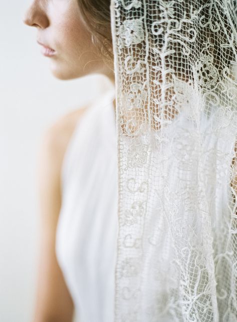 Old World Lace Bridal Inspiration via Pacific Weddings Claire Pettibone Wedding Dress, Chapel Length Veil, White Veil, Vintage Veils, Contemporary Bride, Classic Brides, Blue Wedding Dresses, Bohemian Bride, Nontraditional Wedding