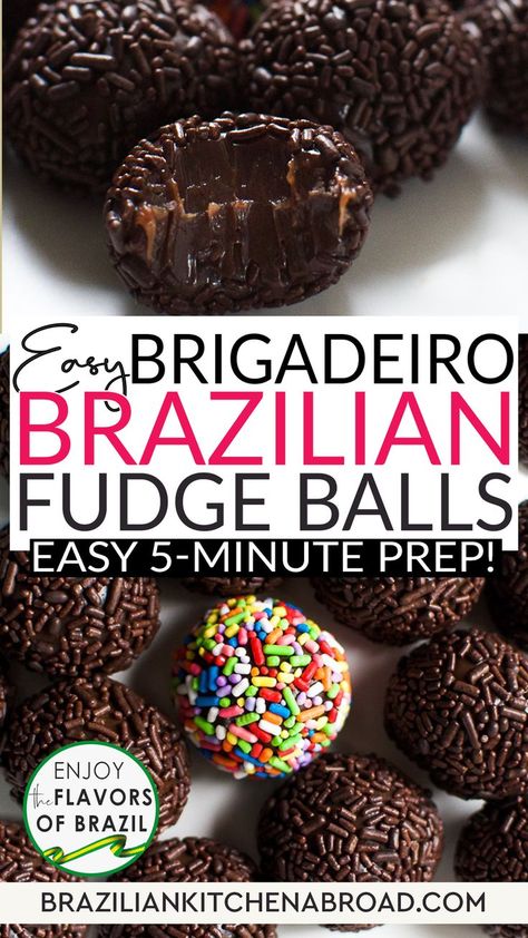 Chocolate Snacks Easy, Brazilian Recipes Dessert, Brazilian Candy, Fudge Balls, Brigadeiro Recipe, Entertaining Snacks, Brazilian Chocolate, Home Made Candy, Brazilian Desserts