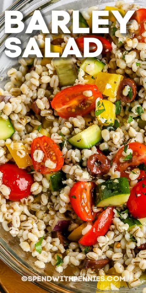 Barley Recipe Healthy, Lunch Mediterranean, Barley Salad Recipes, Homemade Lentil Soup, Chicken Barley Soup, Vegetable Barley Soup, Barley Recipe, Barley Salad, Recipes Salads