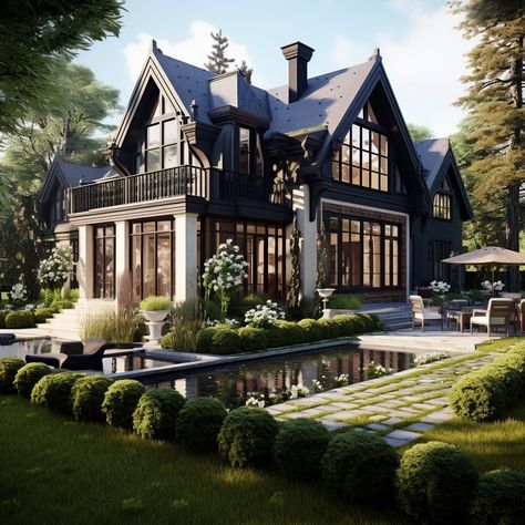 English Tudor House Exterior, Modern English House, English Style Home, Small Mansions, Modern Chateau, English Style House, Gothic Victorian House, Modern English Cottage, Tudor House Exterior