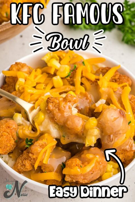 Kfc Famous Bowl Recipe Crock Pot, Healthy Kfc Bowl, Homemade Kfc Famous Bowl, Kfc Bowl Recipe, Famous Bowl Recipe, Kfc Famous Bowl Recipe, Kfc Mashed Potatoes, Stovetop Meals, Ramekin Recipes