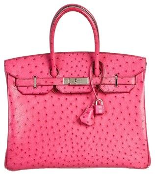 Herms Fuschia (pink) Ostrich Birkin 35cm Handbag Shw Hermes Satchel. Ostrich Birkin, Alligator Purse, Fuschia Pink, French Beauty, Perfect Handbag, Ostrich Leather, Quality Handbags, Hermes Handbags, Hermes Bags